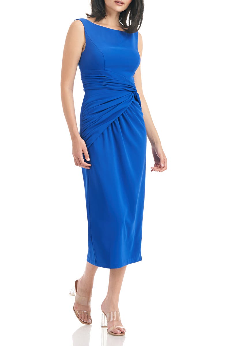 Kay Unger Sabina Twist Front Midi Dress, Alternate, color, 