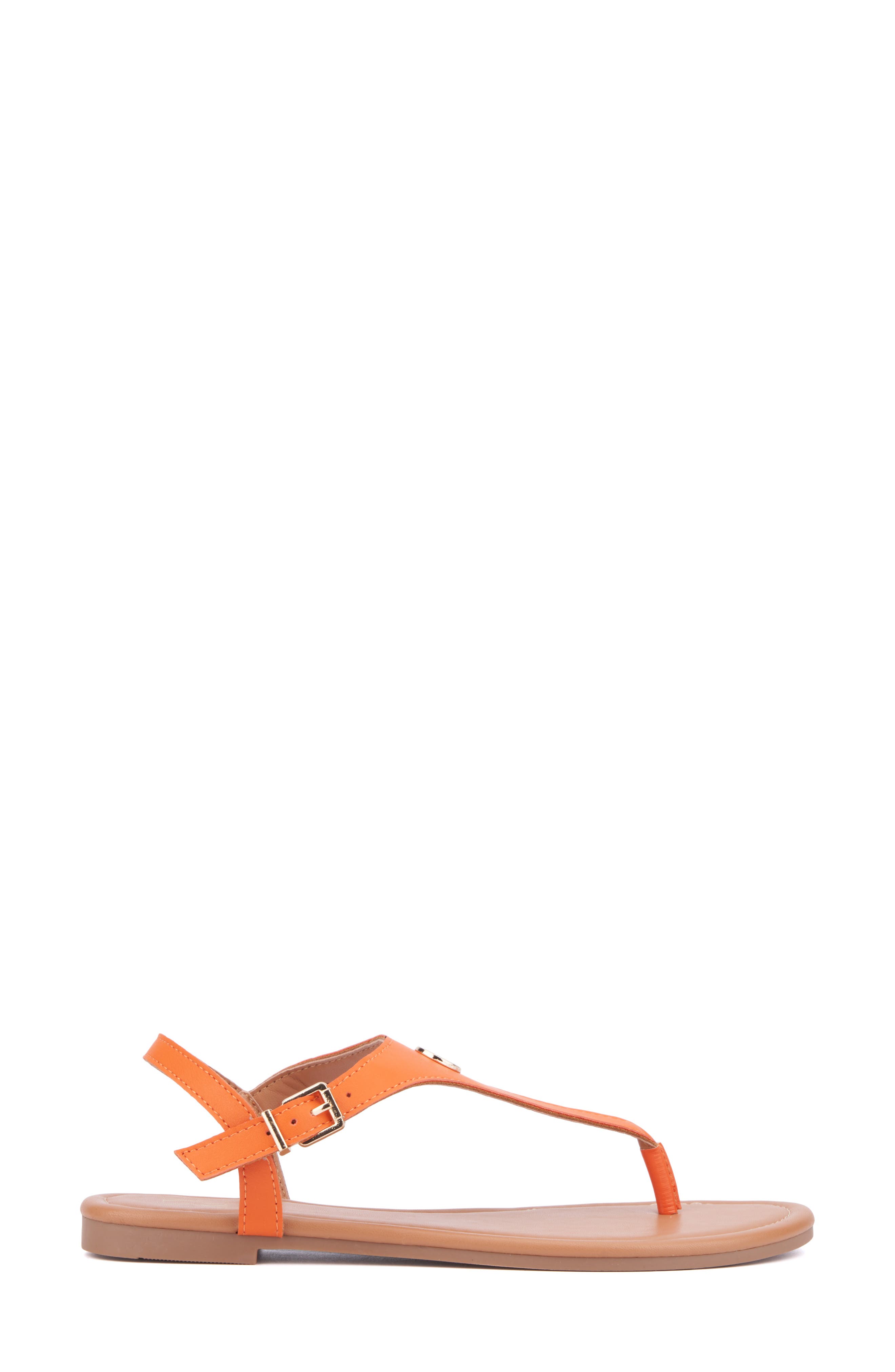 NEW YORK AND COMPANY Nari T-Strap Sandal, Alternate, color, Orange