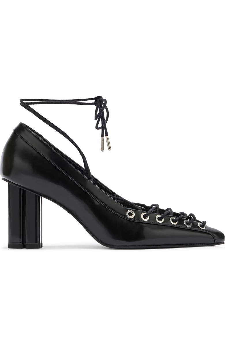 Ganni Lace-Up Pointed Toe Pump, Alternate, color, Black