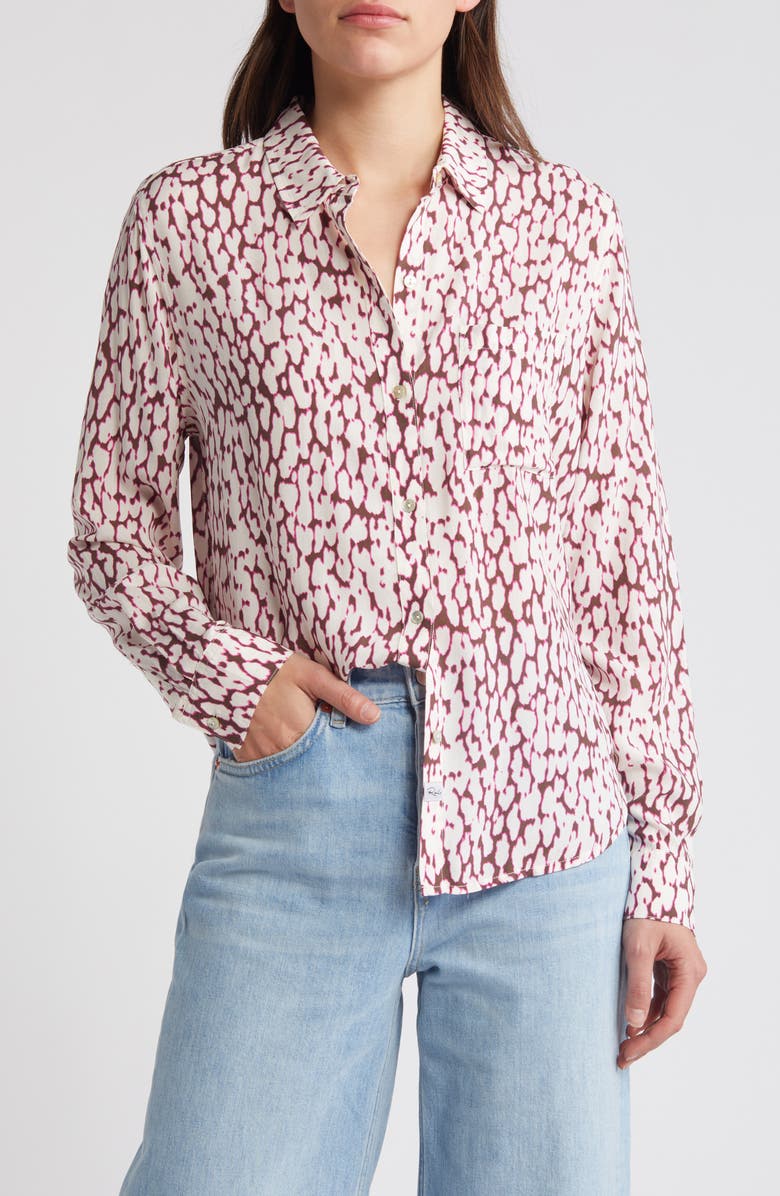 Rails Josephine Leopard Print Button-Up Shirt, Main, color, Pink Static Leopard