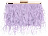 Olga Berg Ostrich Feather Embellished Clutch