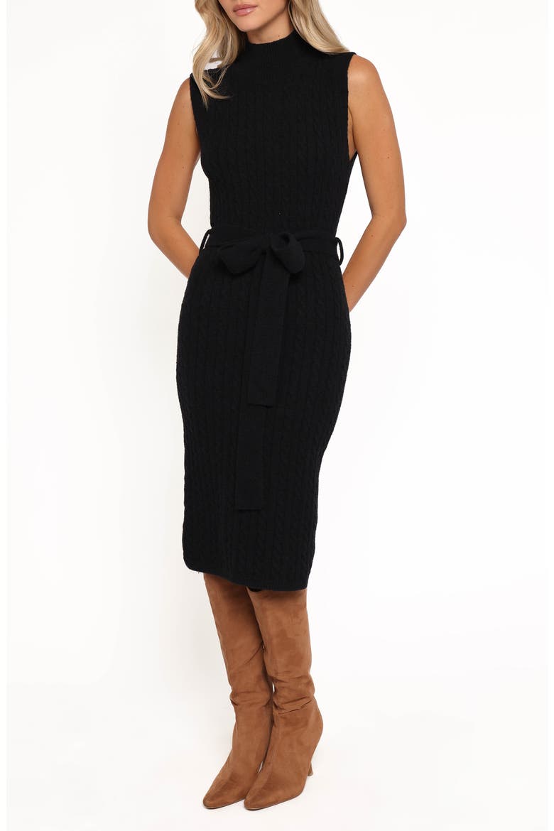 Wembley Sleeveless Midi Sweater Dress, Alternate, color, BLACK