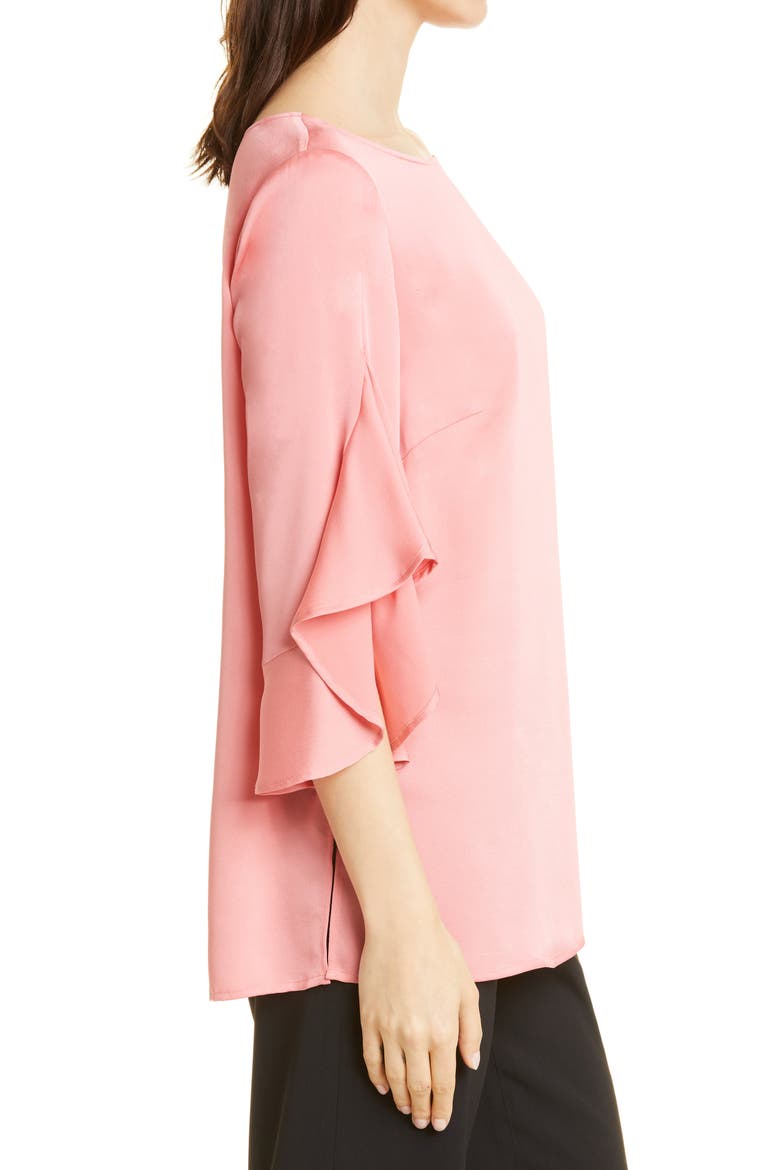 Crêpe de Chine Ruffle Sleeve Top, Alternate, color, SUGAR