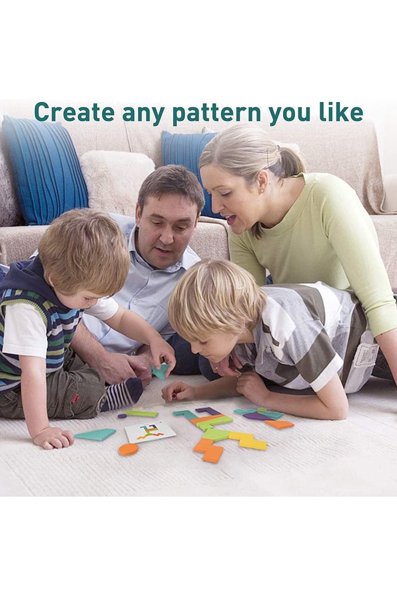 Wooden Geometric Imagination Puzzle, Alternate, color, Multicolored