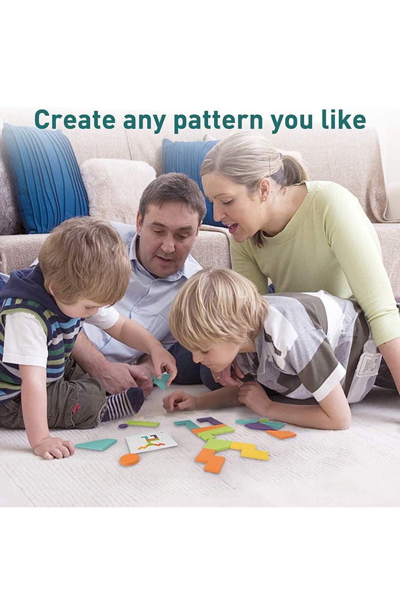 MiDeer Wooden Geometric Imagination Puzzle, Alternate, color, Multicolored