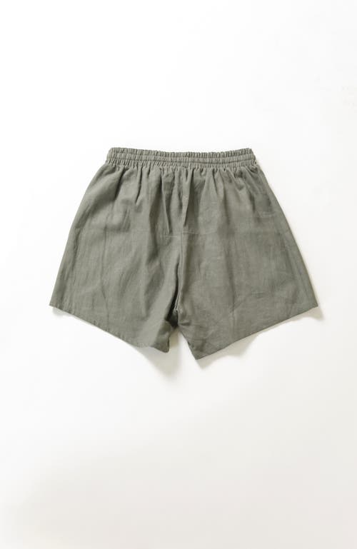 Poplinen Plus Rita Linen Shorts In Olive