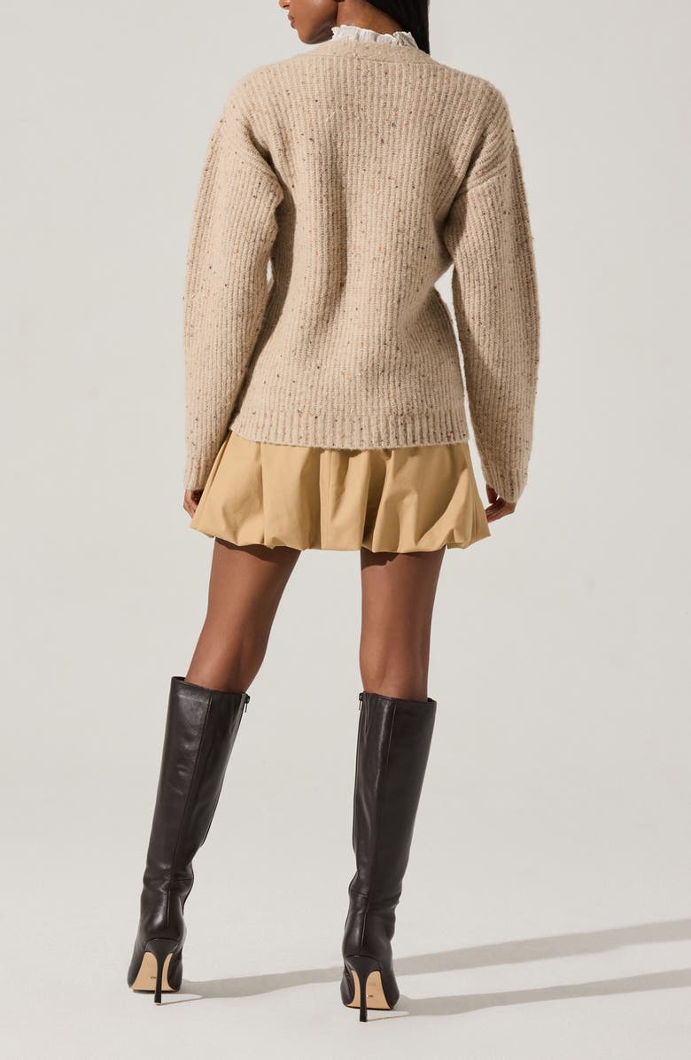 ASTR the Label Saffi V-Neck Cardigan, Alternate, color, Oatmeal Multi