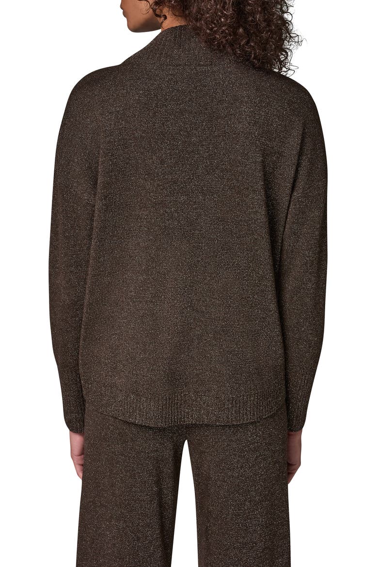 Metallic Mock Neck Sweater, Alternate, color, ESPRSSO/ SI