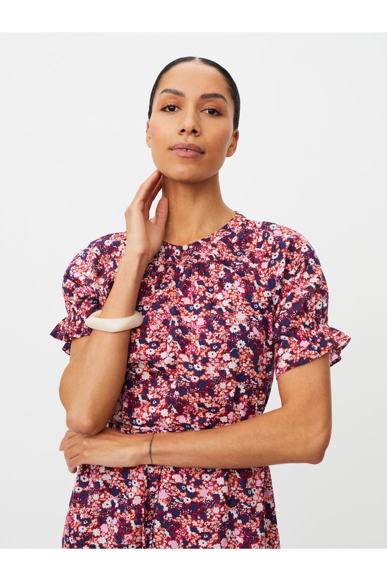 Manorenthis Floral Midi Dress, Alternate, color, Beet Red