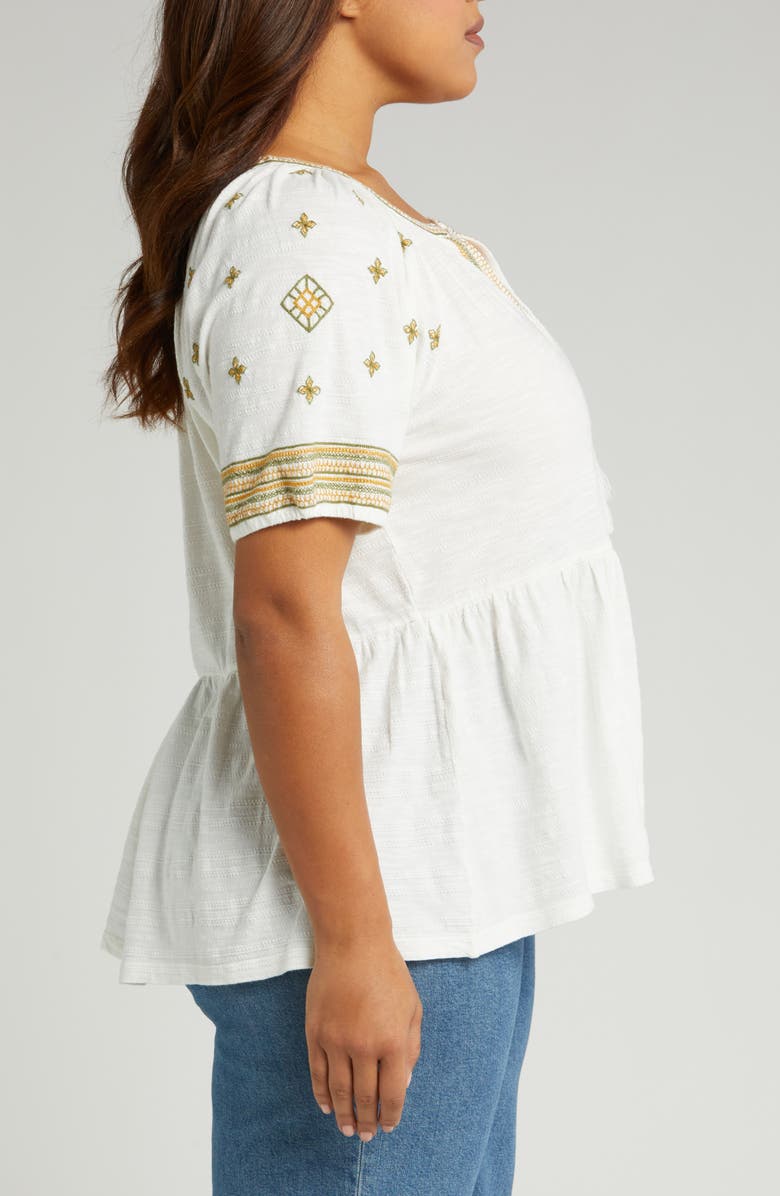 Lucky Brand Easy Embroidered Cotton Babydoll Top, Alternate, color,