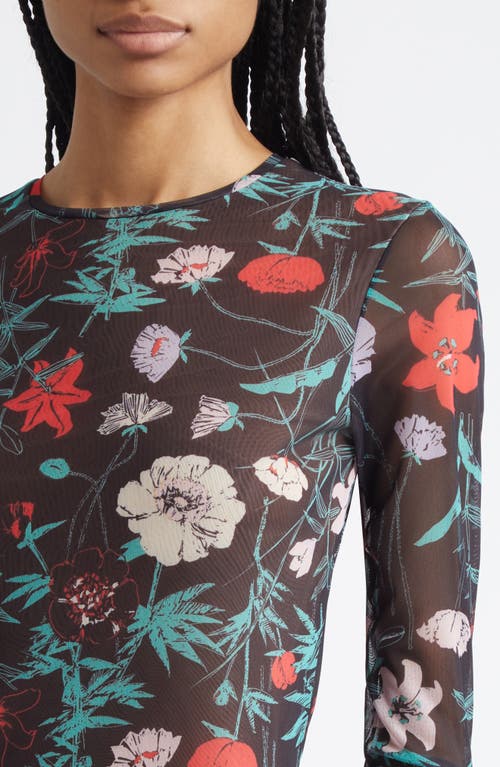 Marimekko Varitys Perenna Floral Jersey Top In Black