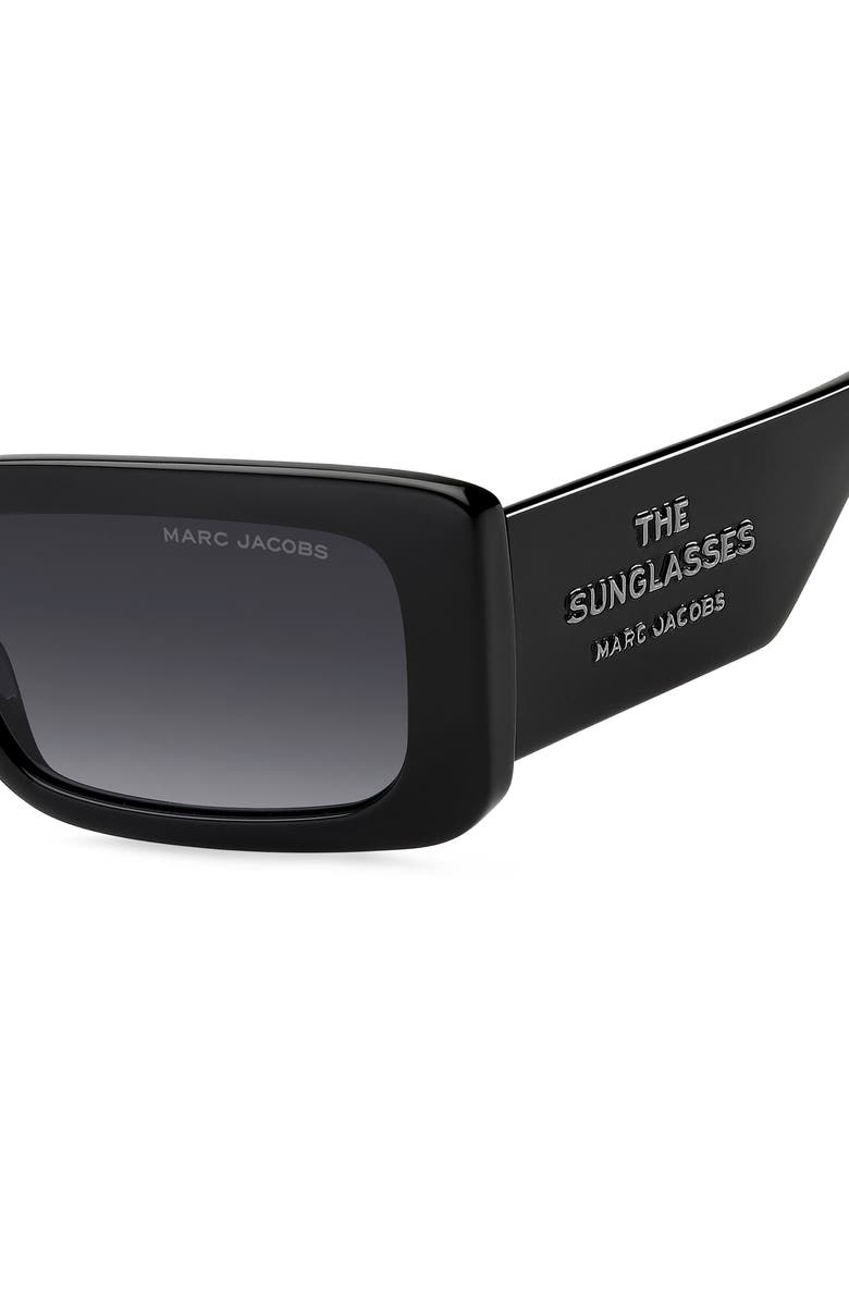 Marc Jacobs 53mm Gradient Rectangular Sunglasses, Alternate, color, Black