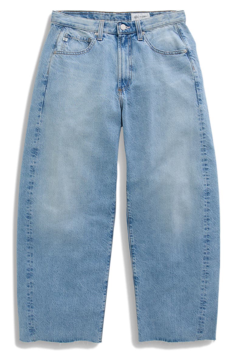Hattie Raw Hem High Waist Crop Barrel Jeans, Alternate, color, GESTURE