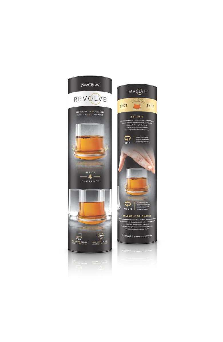 FINAL TOUCH Revolve - Revolving Shot Glass - Set of 4, Alternate, color, Clear