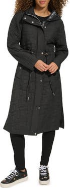 KARL LAGERFELD PARIS Hooded Quilted Long Jacket
