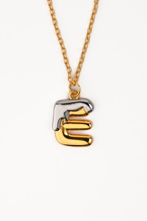 Two Tone Bubble Initial Necklace