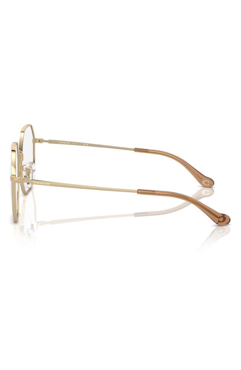 COACH 56mm Irregular Optical Glasses, Alternate, color, Shiny Light Gold / Demo Lens
