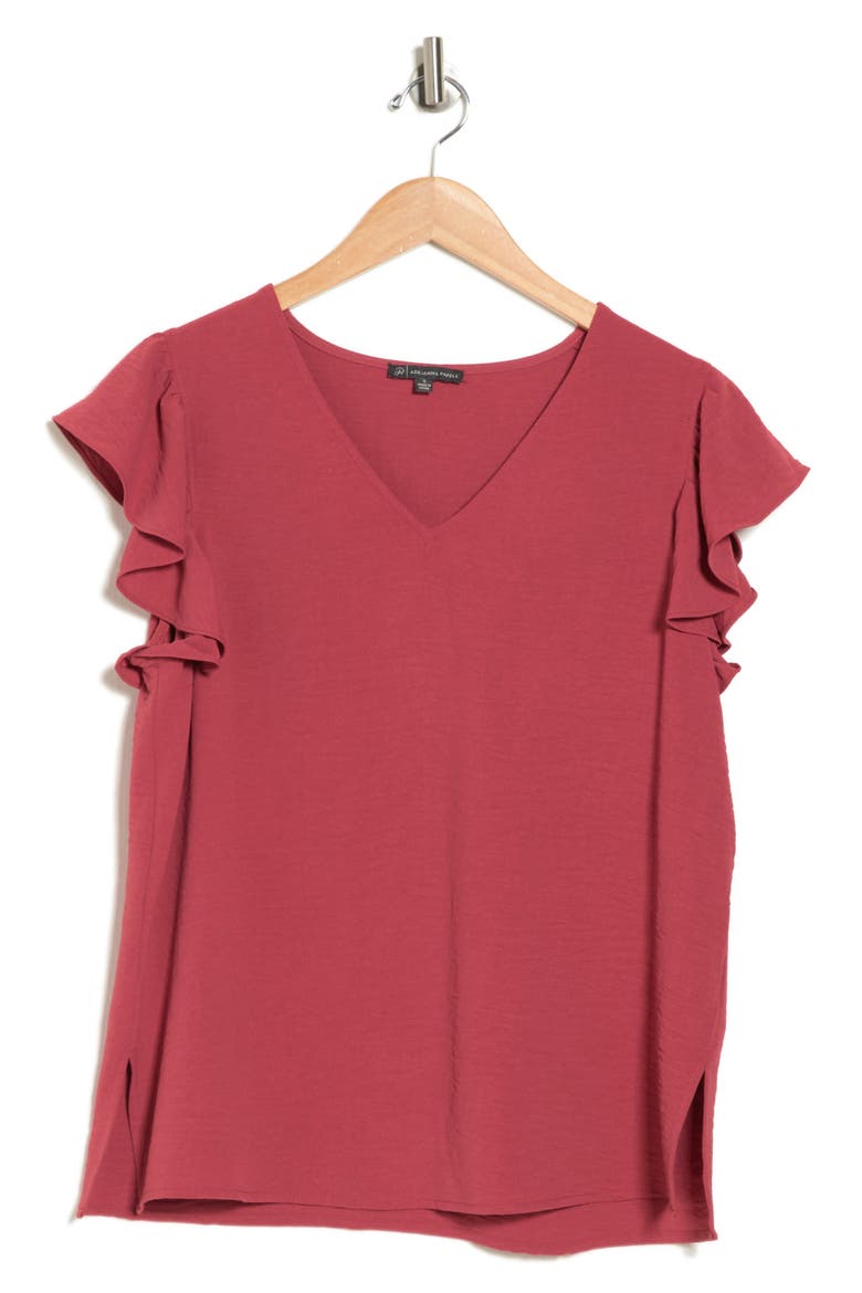 Flutter Sleeve Crinkled Satin Blouse, Alternate, color, ROSE