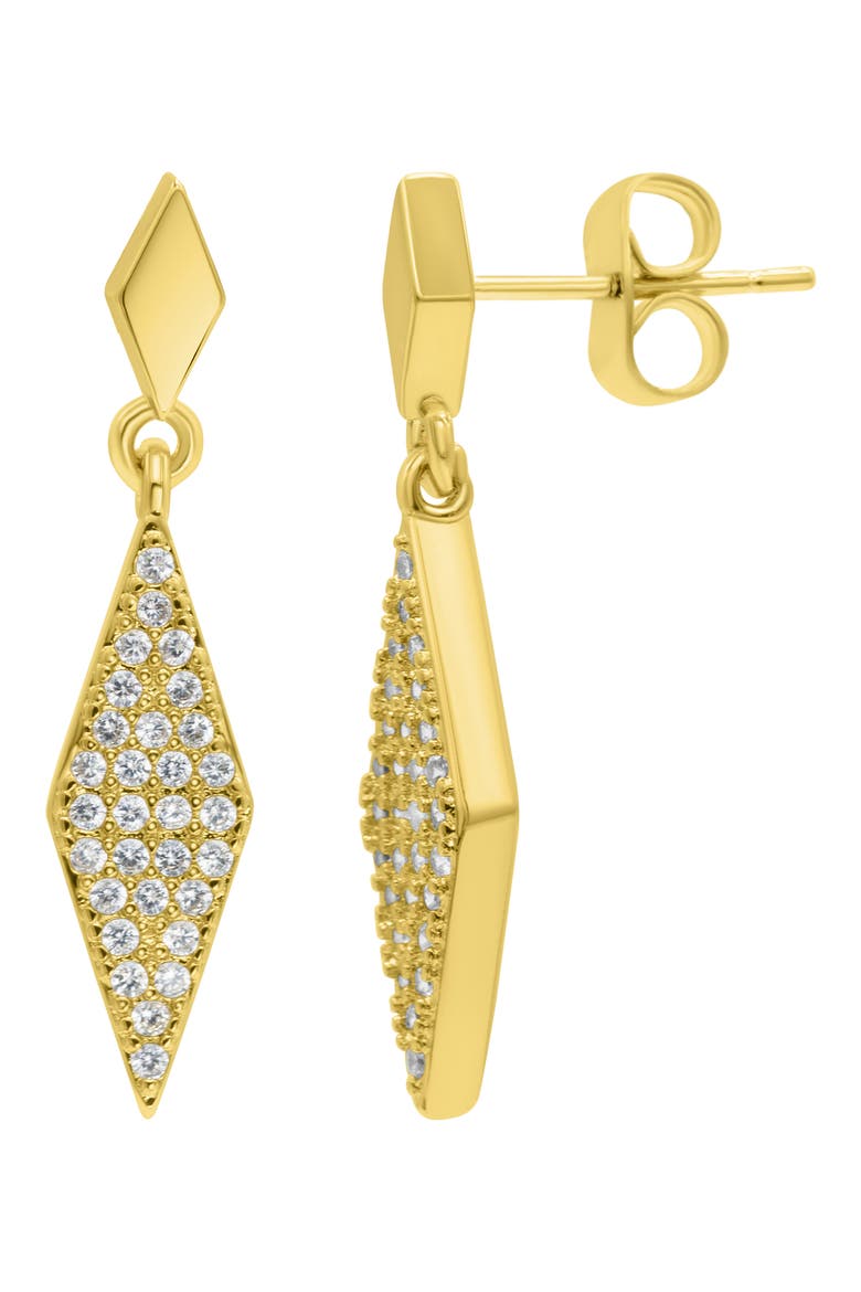CZ Pavé Diamond Drop Earrings, Main, color, GOLD