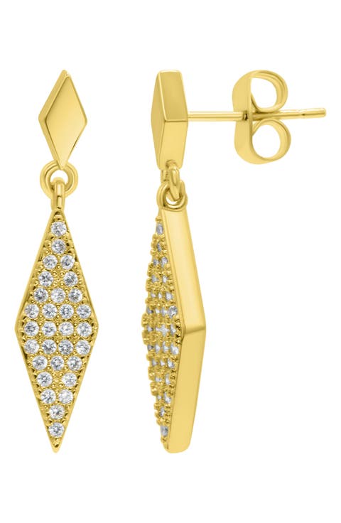 CZ Pavé Diamond Drop Earrings