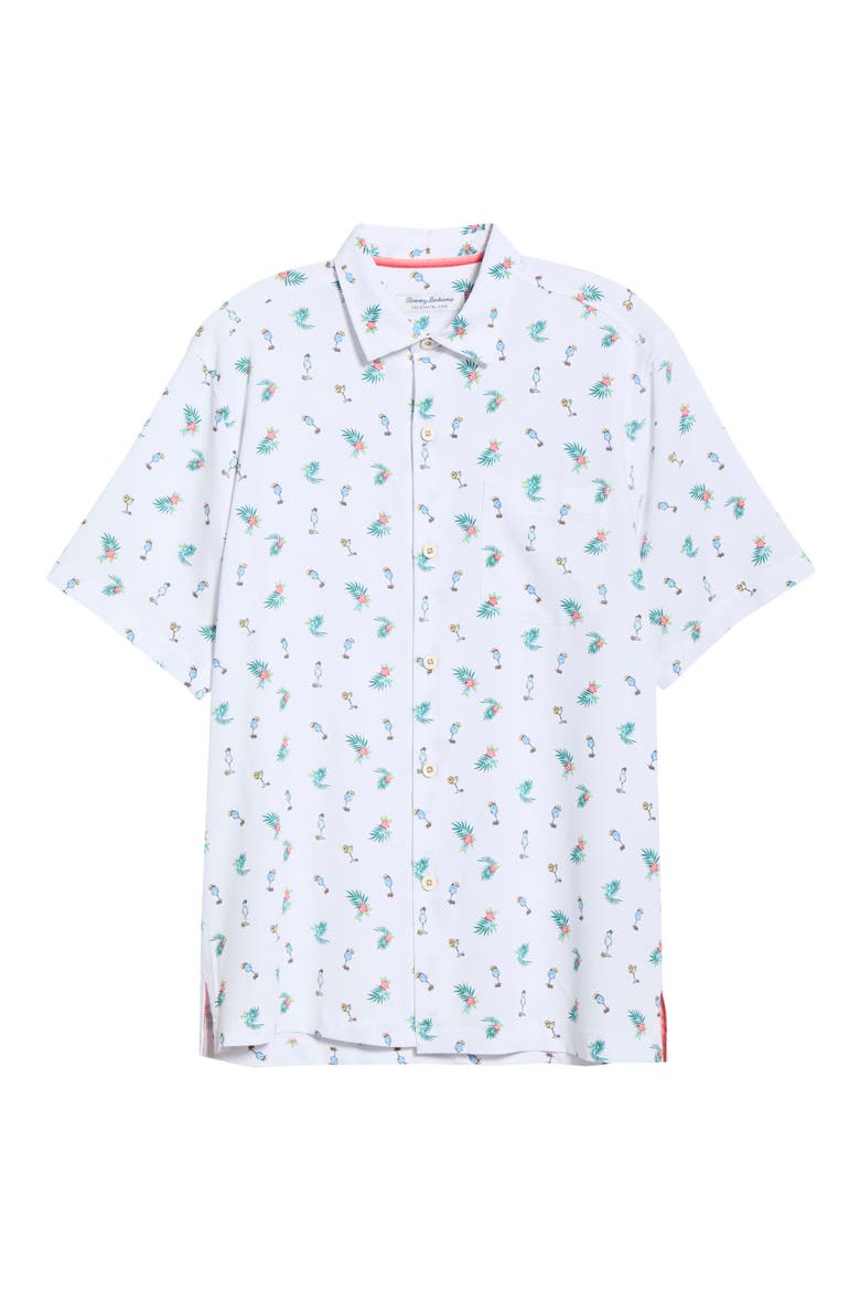 Coastal Ease Fiesta Fizz Cocktail Print IslandZone® Short Sleeve Button-Up Shirt, Alternate, color, OCEANA BLUE