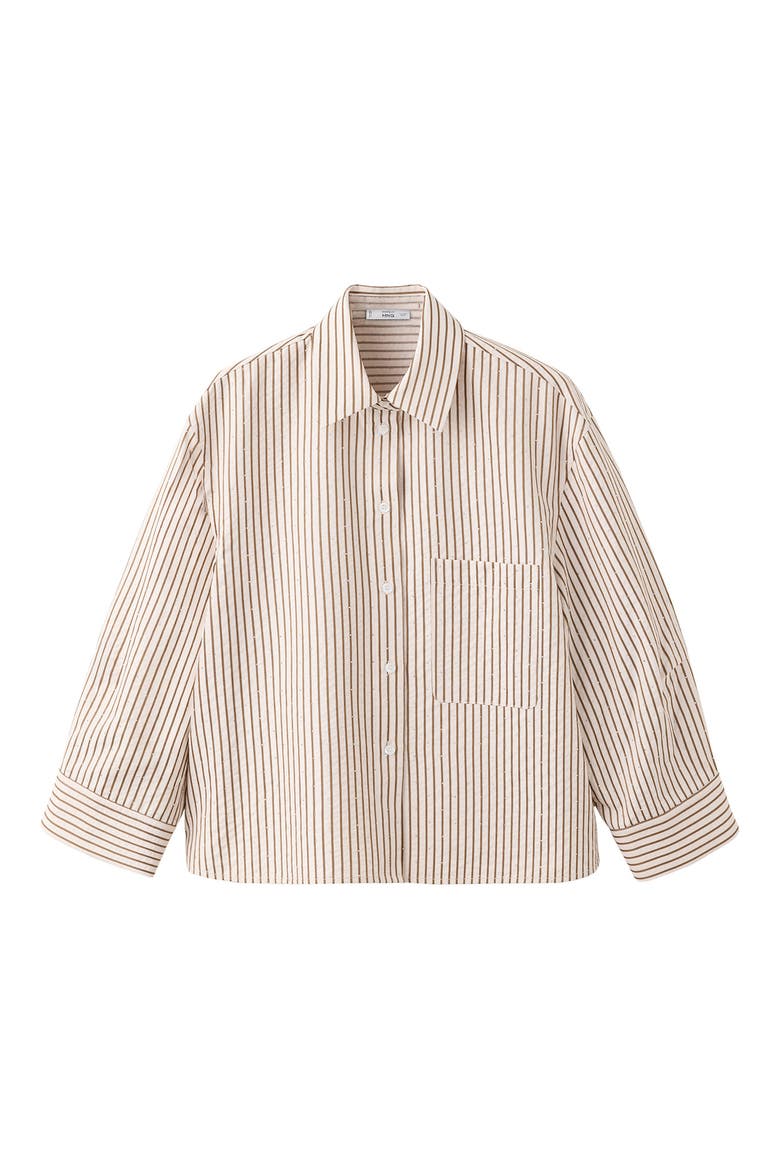 Rhinestone Striped Shirt, Alternate, color, BROWN
