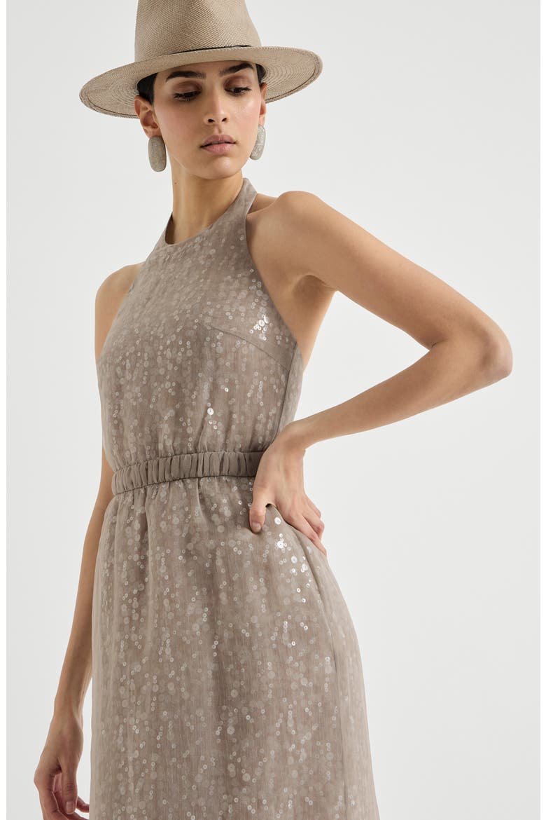 Dazzling embroidery halterneck dress, Alternate, color, Rope