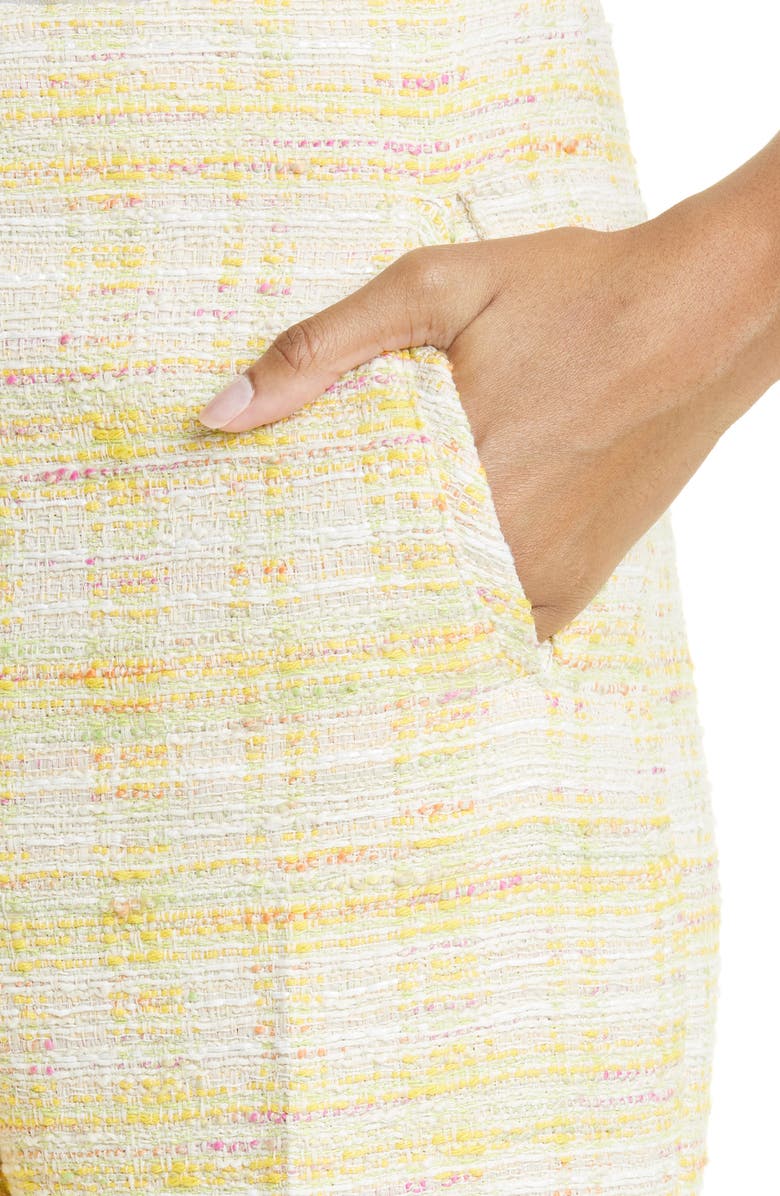 Lisa Marie Fernandez Crop High Waist Straight Leg Cotton Blend Tweed Pants, Alternate, color, 