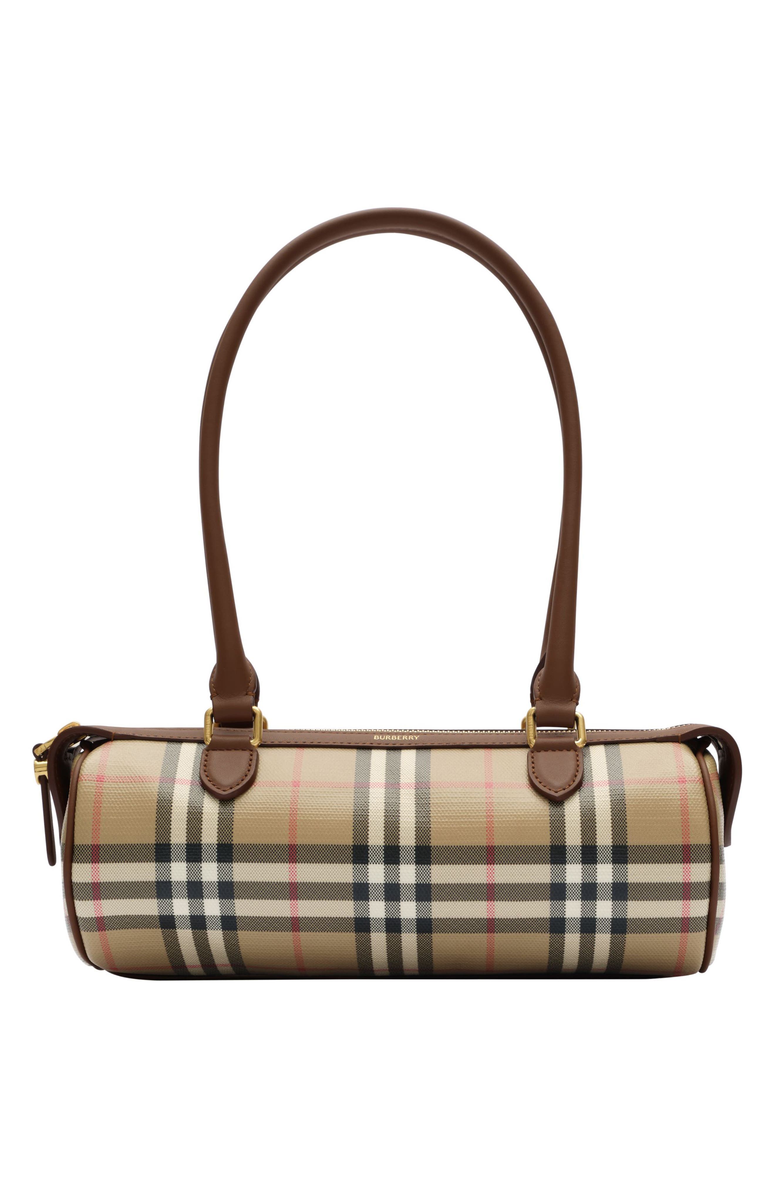 Check Mini Barrel Bag, Main, color, ARCHIVE BEIGE