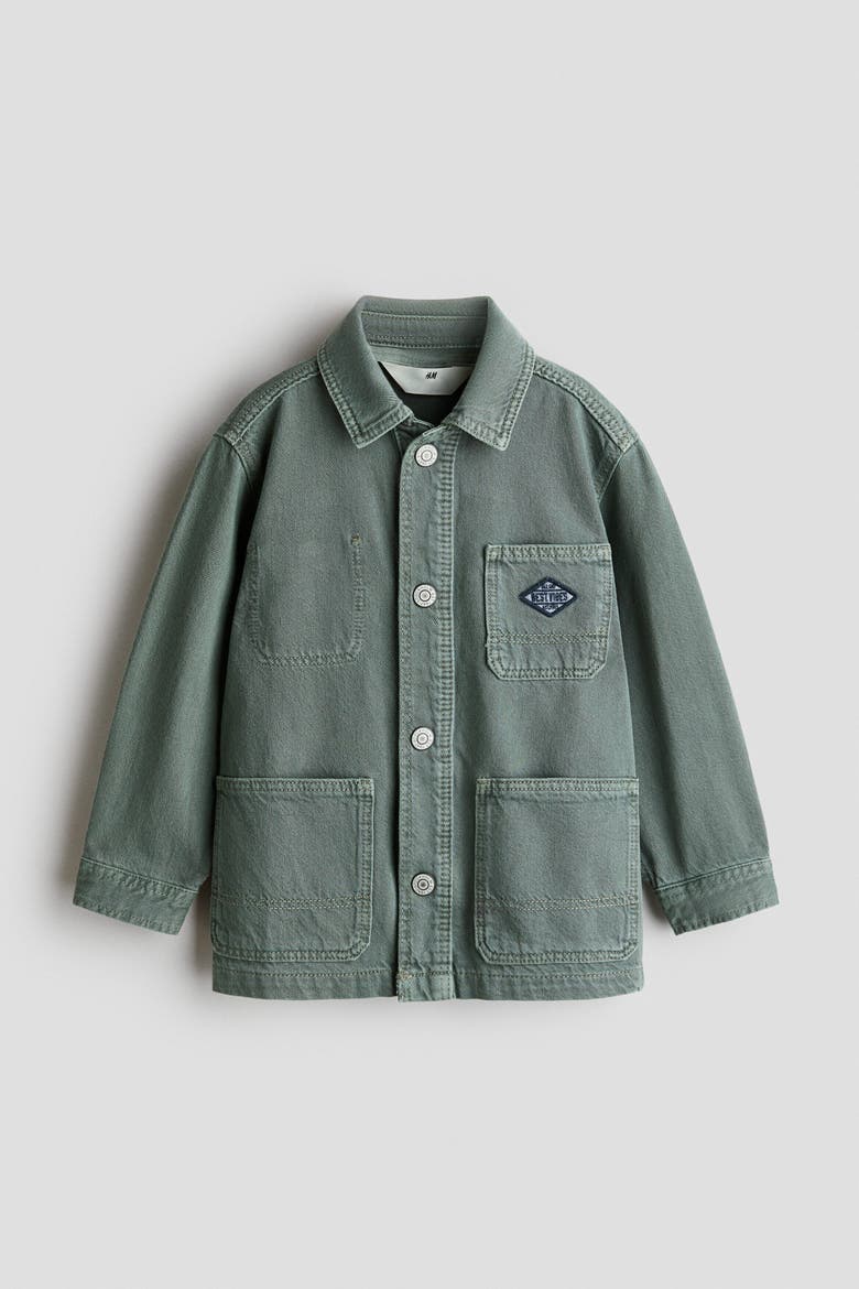 Oversized Cotton Overshirt, Alternate, color, Dusty green/Best Vibes