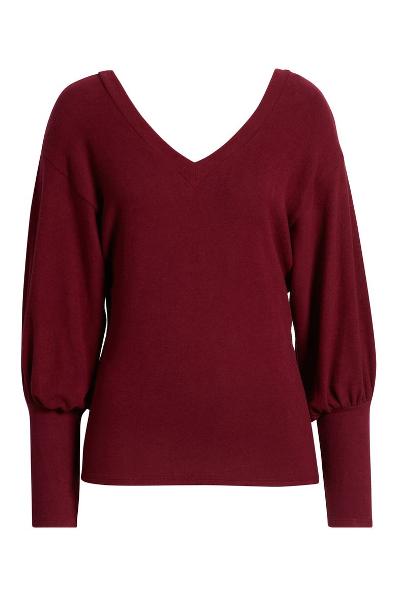 Brushed Jersey Top, Alternate, color, BURGUNDY