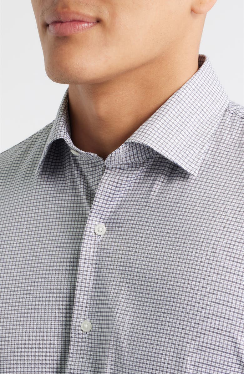 Peter Millar Jackson Crown Lite Microcheck Performance Twill Button-Up Shirt, Alternate, color, Poplar Brown