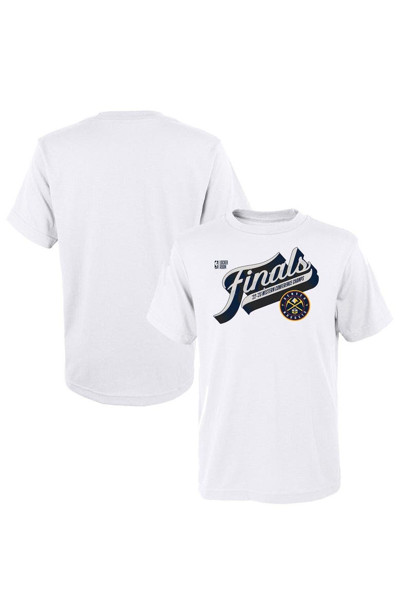 FANATICS Preschool Fanatics Branded White Denver Nuggets 2023 Western Conference Champions Locker Room T-Shirt, Main, color,