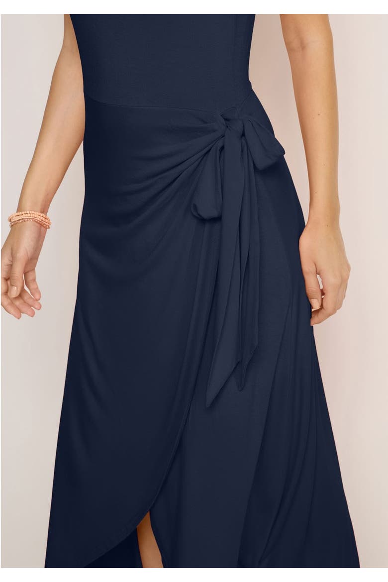 Sleeveless Wrap Look Dress, Alternate, color, Navy