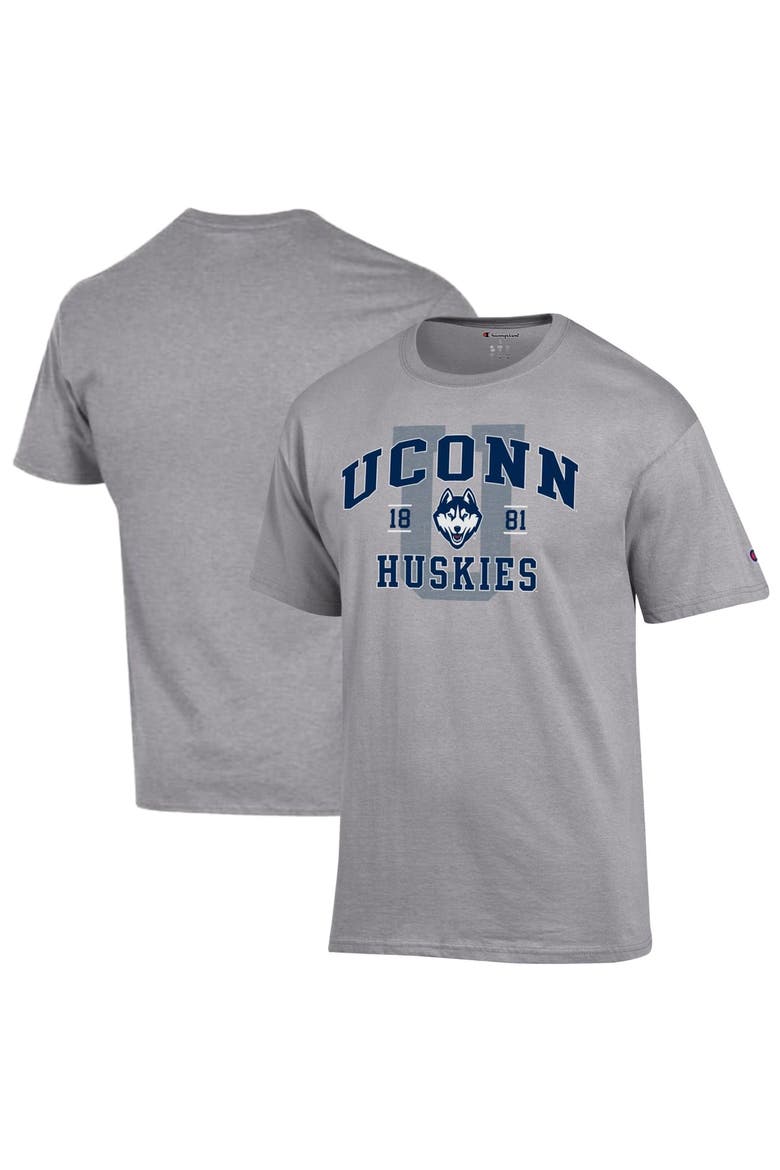 Men's Champion Heather Gray UConn Huskies Varsity T-Shirt, Main, color, Heather Gray