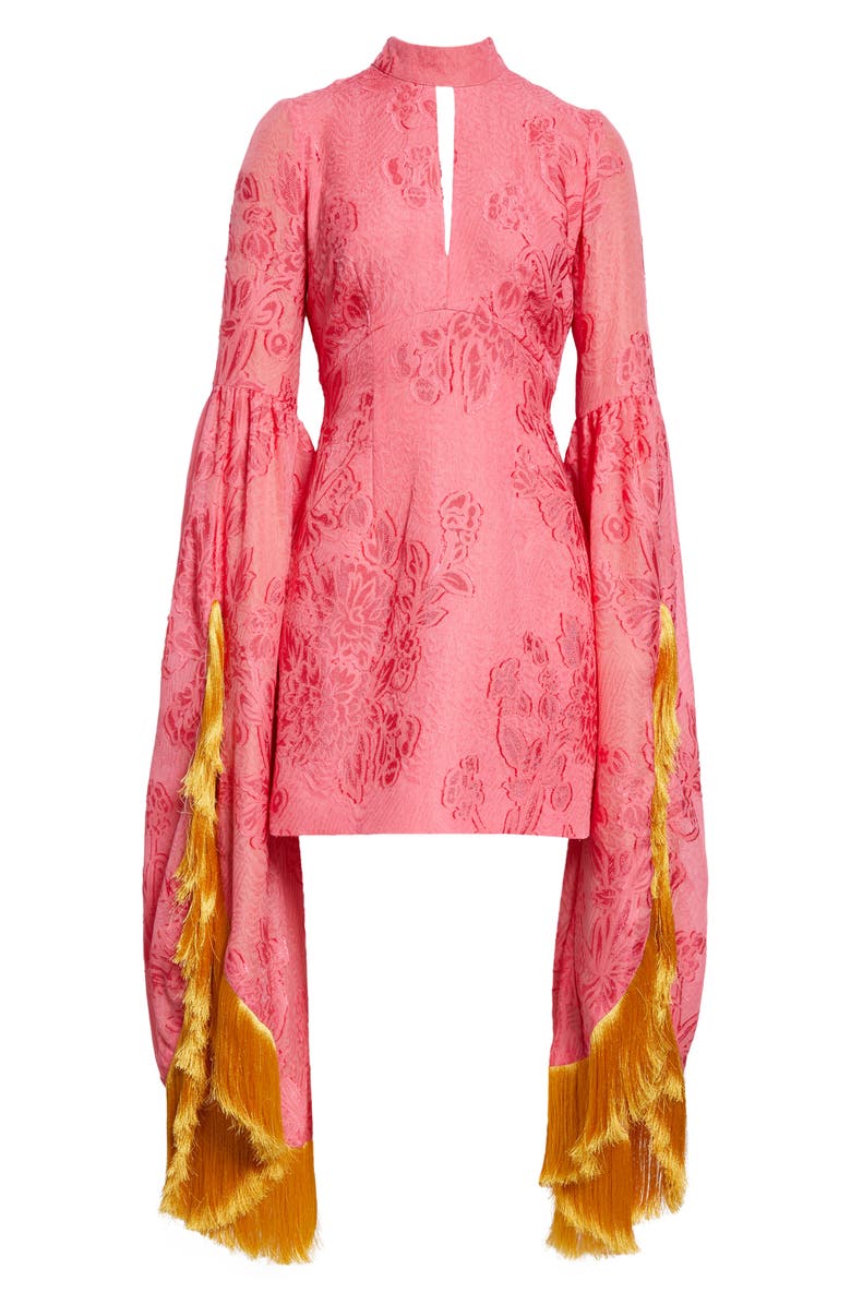 ALEMAIS Leonard Floral Cutout Fringe Long Sleeve Minidress, Alternate, color, 