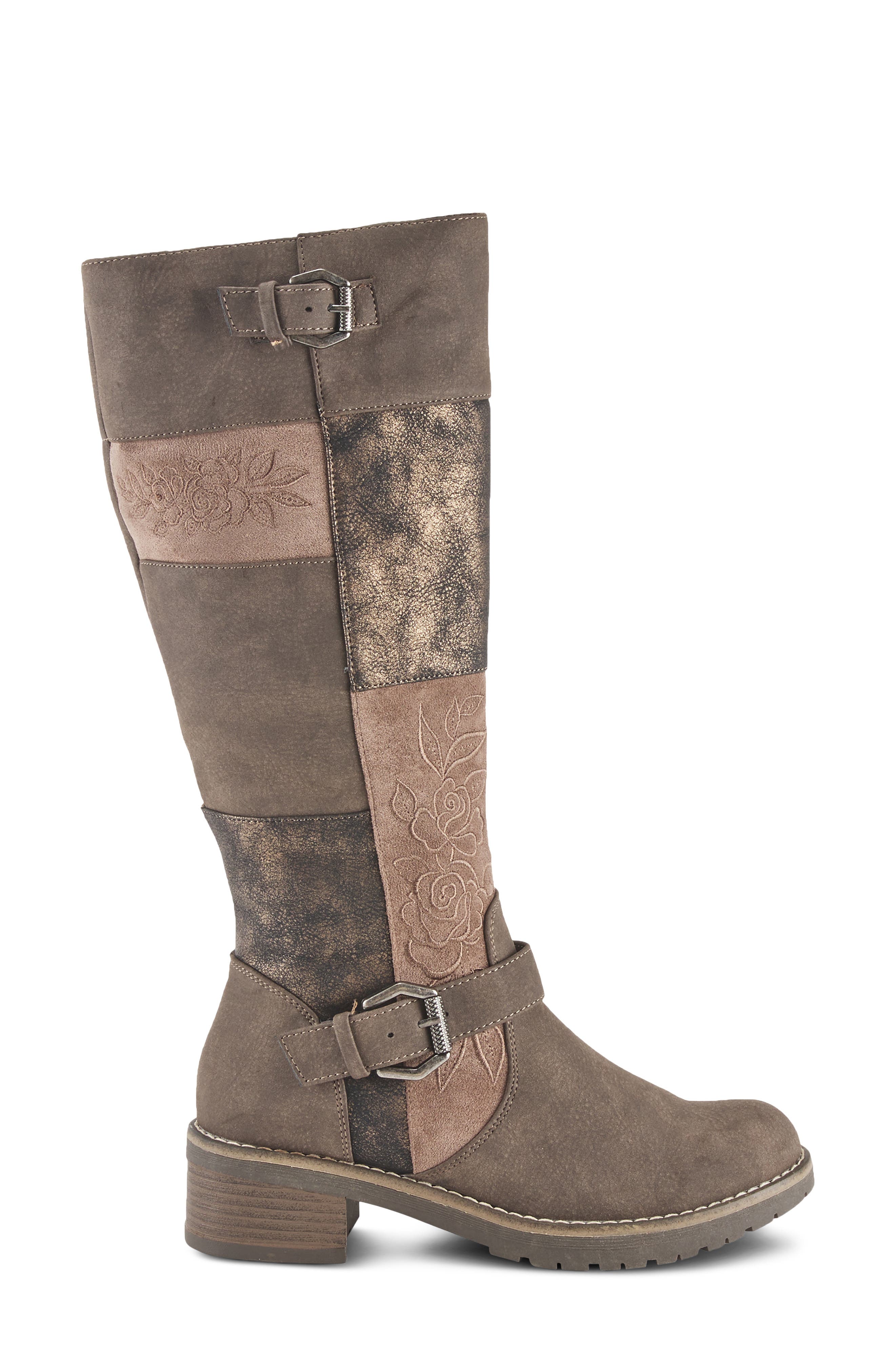 Collage Faux Leather Tall Boot, Alternate, color, BROWN MULTI