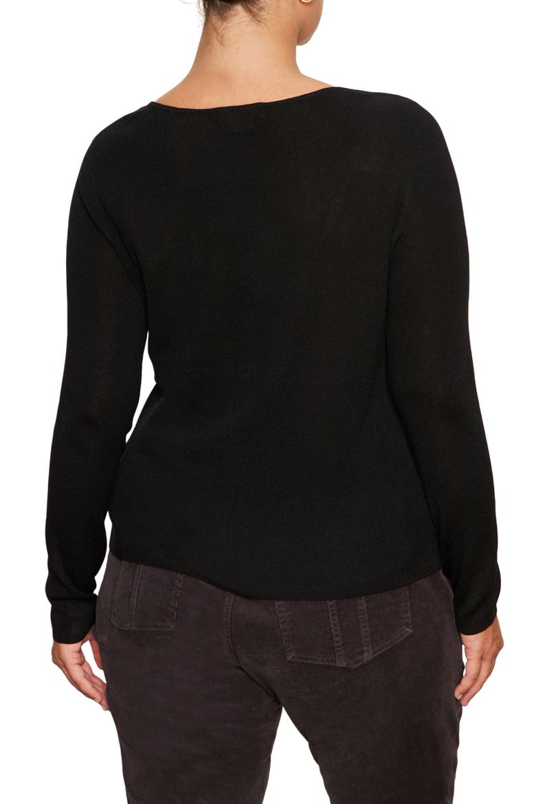 Shoulder Twist Long Sleeve Top, Alternate, color, BLACK