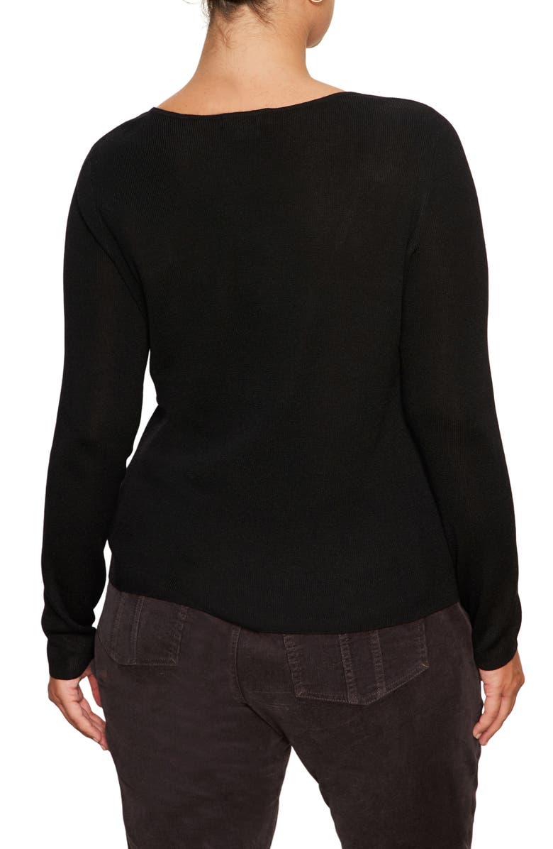 Sanctuary Shoulder Twist Long Sleeve Top, Alternate, color, Black