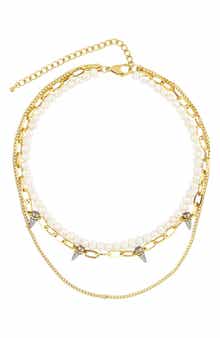 REBL Pearl & Spike Layered Necklace