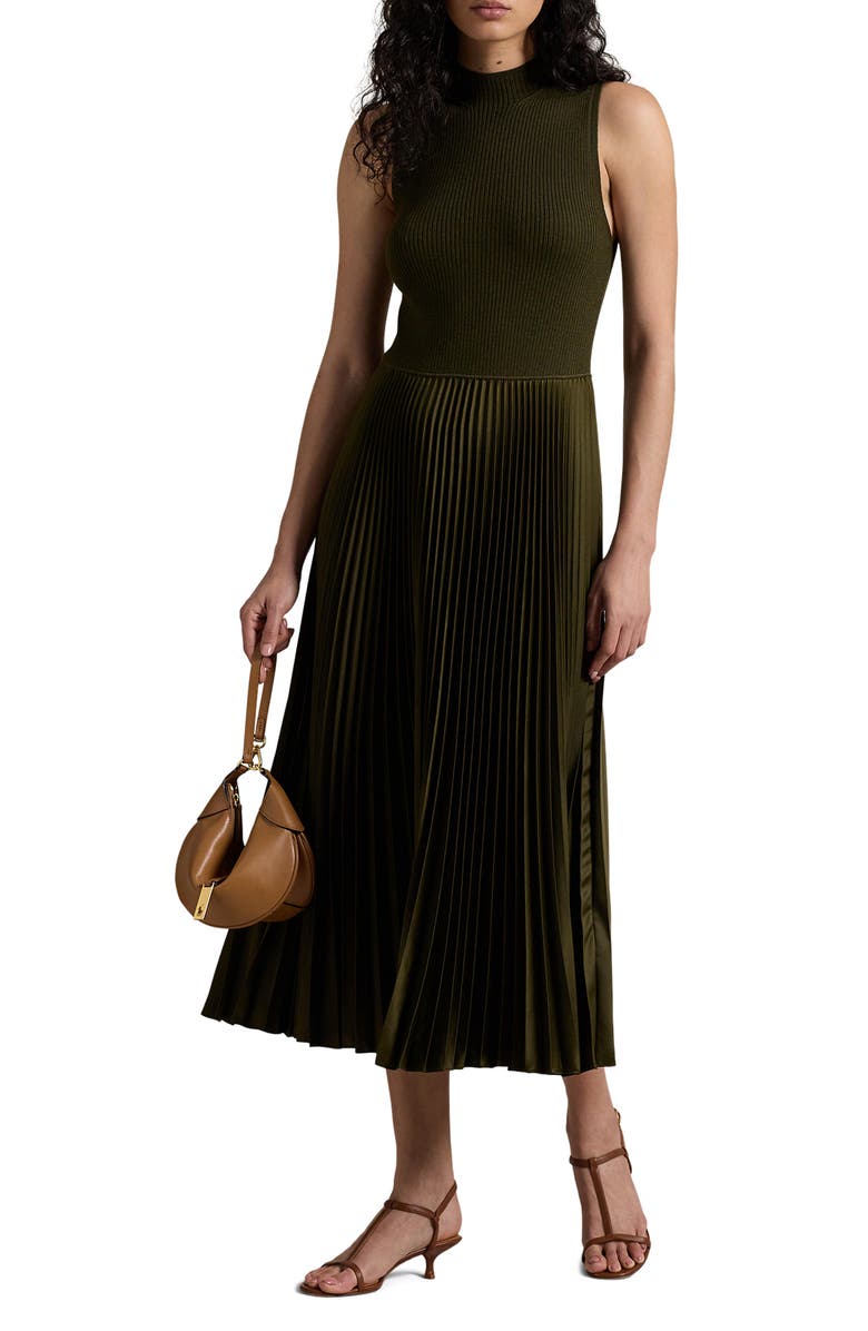 Polo Ralph Lauren Wynna Mixed Media Dress, Main, color, 