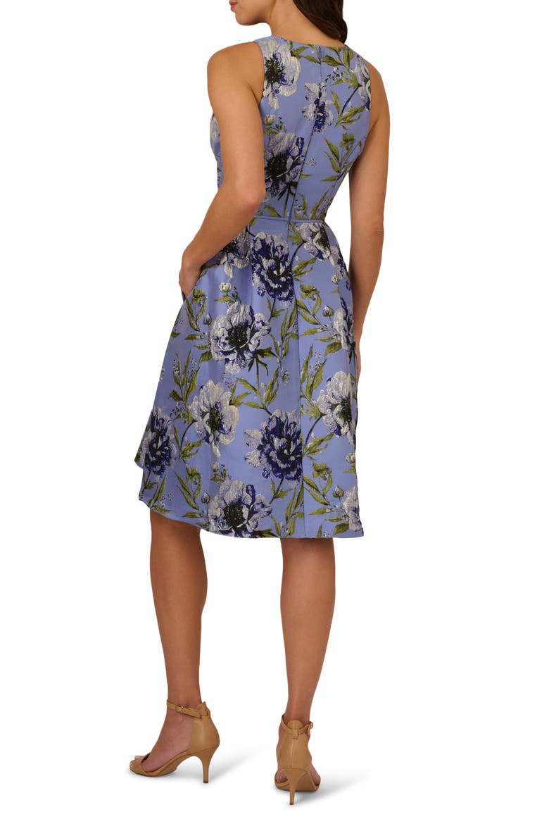 Floral Jacquard Cocktail Dress, Alternate, color, BLUE MULTI