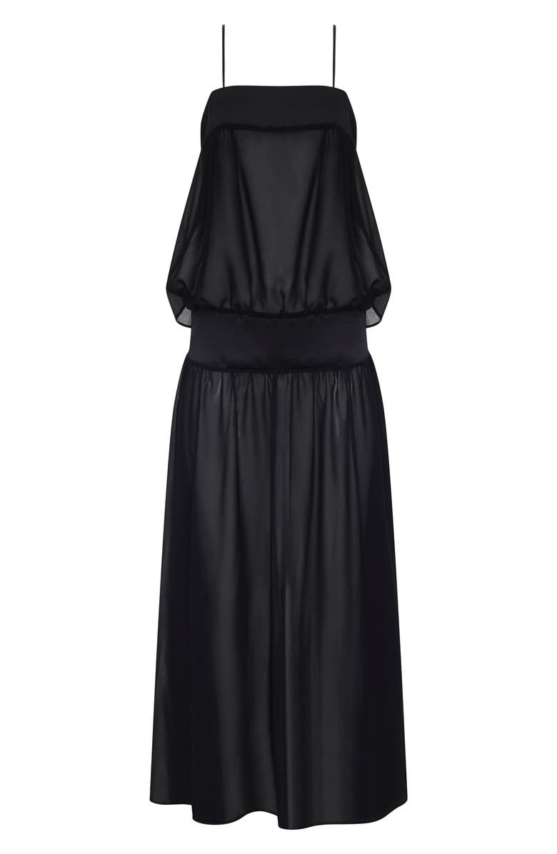 LIONESS Gracia Sleeveless Chiffon Maxi Dress, Alternate, color, Noir