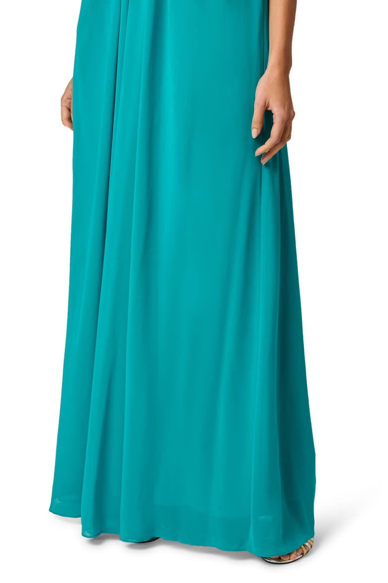Chiffon Trapeze Gown, Alternate, color, TURQUOISE