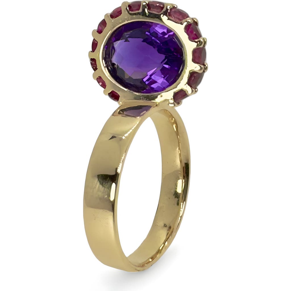 Leslie Paige Perched Setting Ring in Gold/Sapphire/Amethyst  product