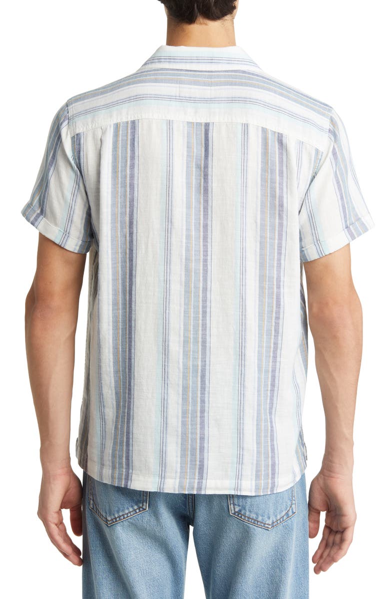 Rails Amalfi Stripe Short Sleeve Cotton Button-Up Shirt, Alternate, color, Halo Coastal Blue Stripe