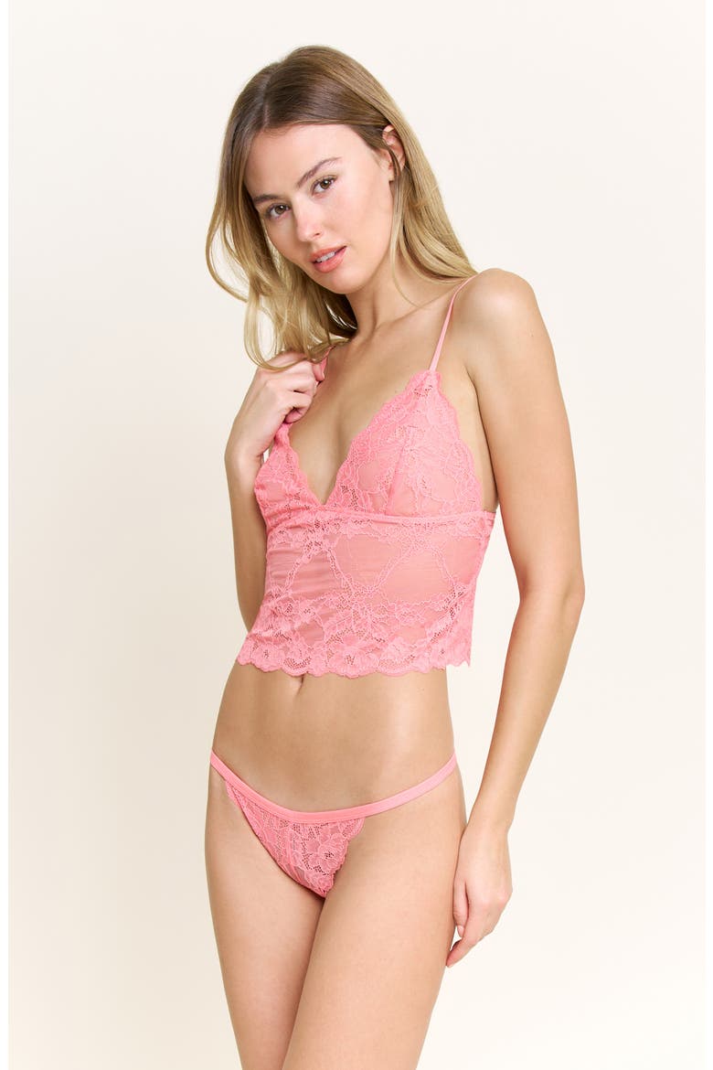 Riot Lace Thong, Alternate, color, CORAL BLUSH