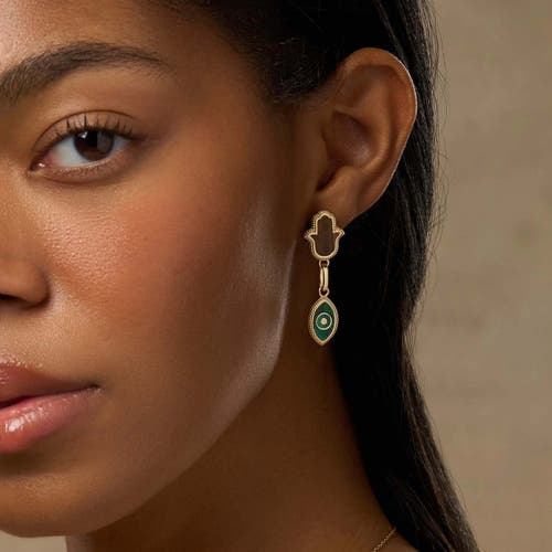 KARMA AND LUCK KARMA AND LUCK DREAMS SECURED TIGER EYE MALACHITE HAMSA EVIL EYE EARRINGS 