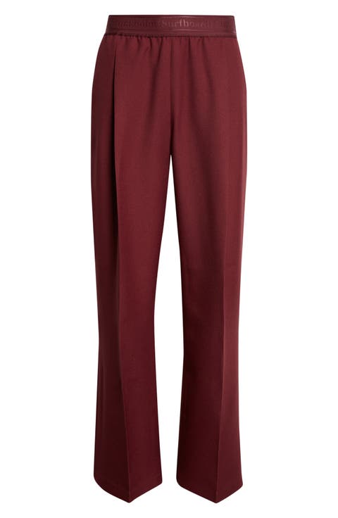 Elaine Logo Jacquard Waist Pleated Wide Leg Pants