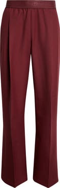 STOCKHOLM SURFBOARD CLUB Elaine Logo Jacquard Waist Pleated Wide Leg Pants